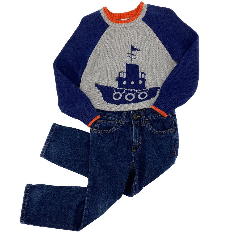 OLD NAVY Tugboat Colorblock Crewneck Sweater + OLD NAVY Skinny Ajustè Jeans 4T